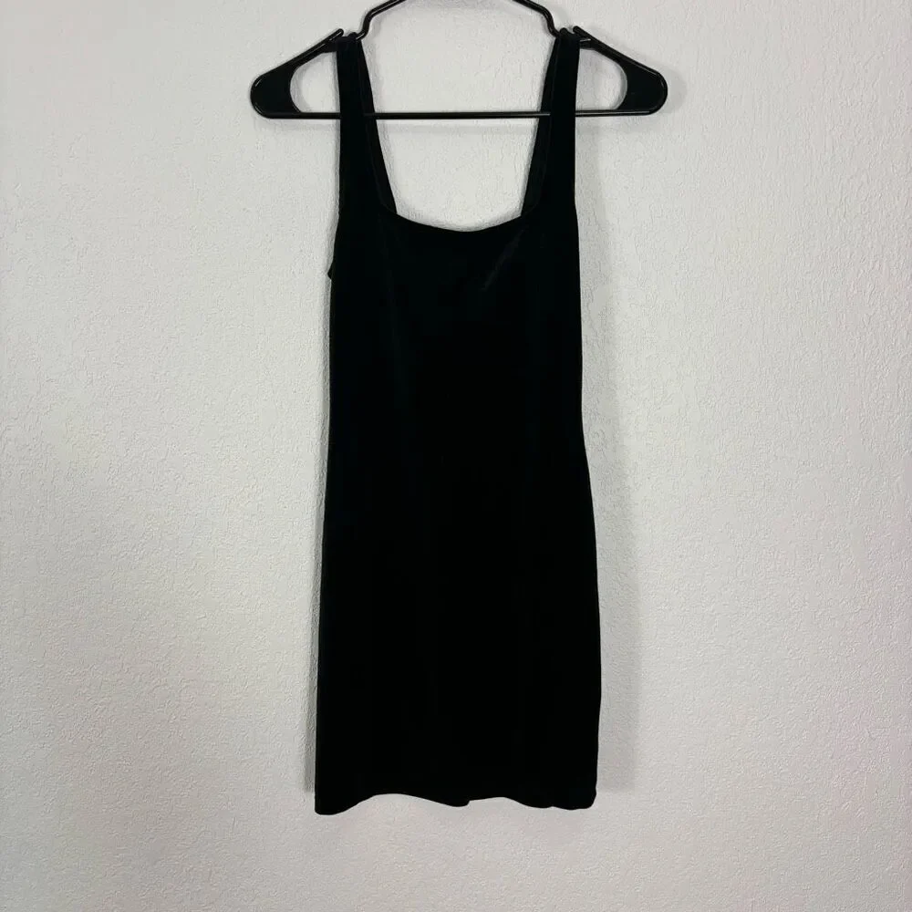 Urban Outfitters Black Velour Square Neckline Mini Dress Size Small
